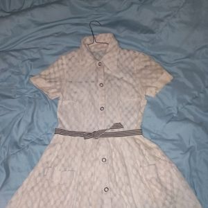 Long Netted dress button all the way up